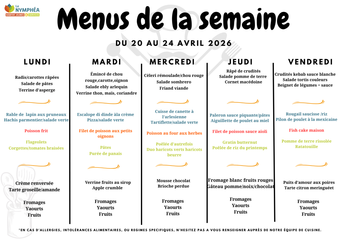 Manu du 20 au 24 avril 2026