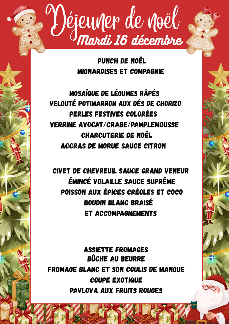 Menus de Noel Mardi 16 décembre 2025